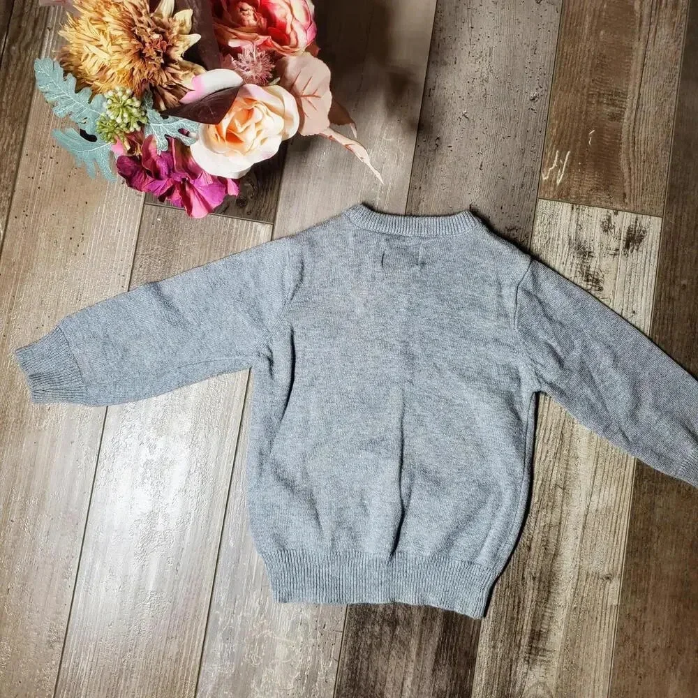 PLACE Est. 1989 V-Neck Toddler Boy Argyle Knit Sweater Gray Size 18-24M